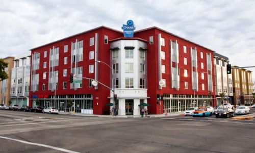 a large red building
